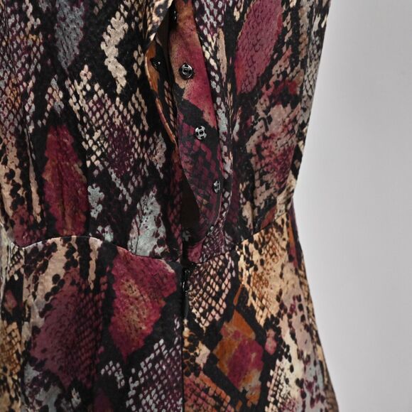 REBECCA TAYLOR Dress Womens Size 6‎ Silk Met Python Snake Print Purple Mob Wife - Picture 8 of 14